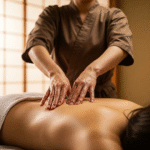 Therapist performing massage at Mt. Fuji Japanese Massage Omaha